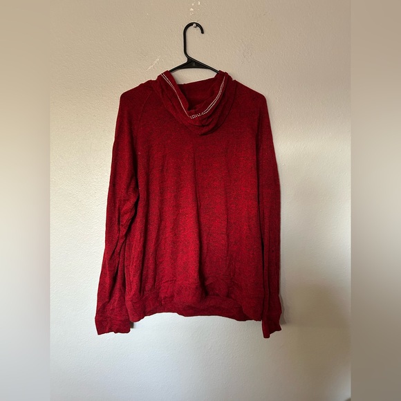 Sjs heather red winter rhinestone snowman hoodie sweater - Picture 5 of 5